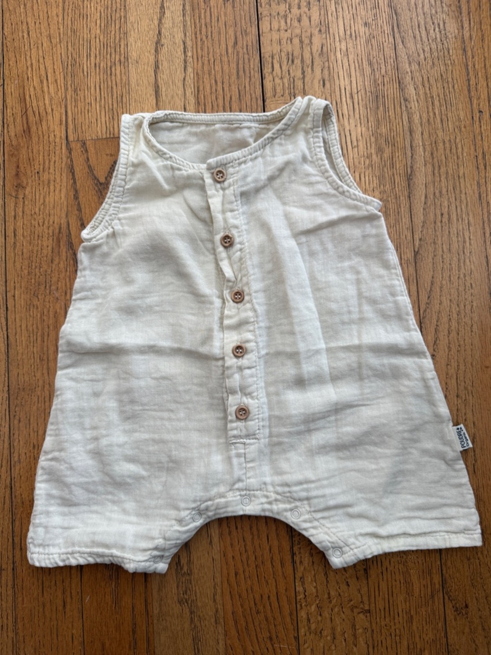 Poudre Organics Neutral Cream 100% Cotton Baby Romper 6 months